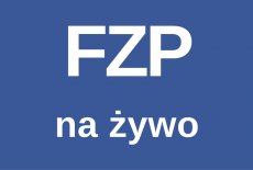 Napis na "FZP na żywo" na niebieskim tle