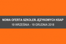 Zdjęcie z napisem "Nowa oferta szkoleń językowych KSAP "