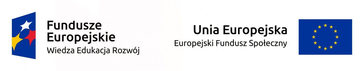 Logo Funduszy Europejskich Wiedza Edukacja Rozwój i logo Unii Europejskiej